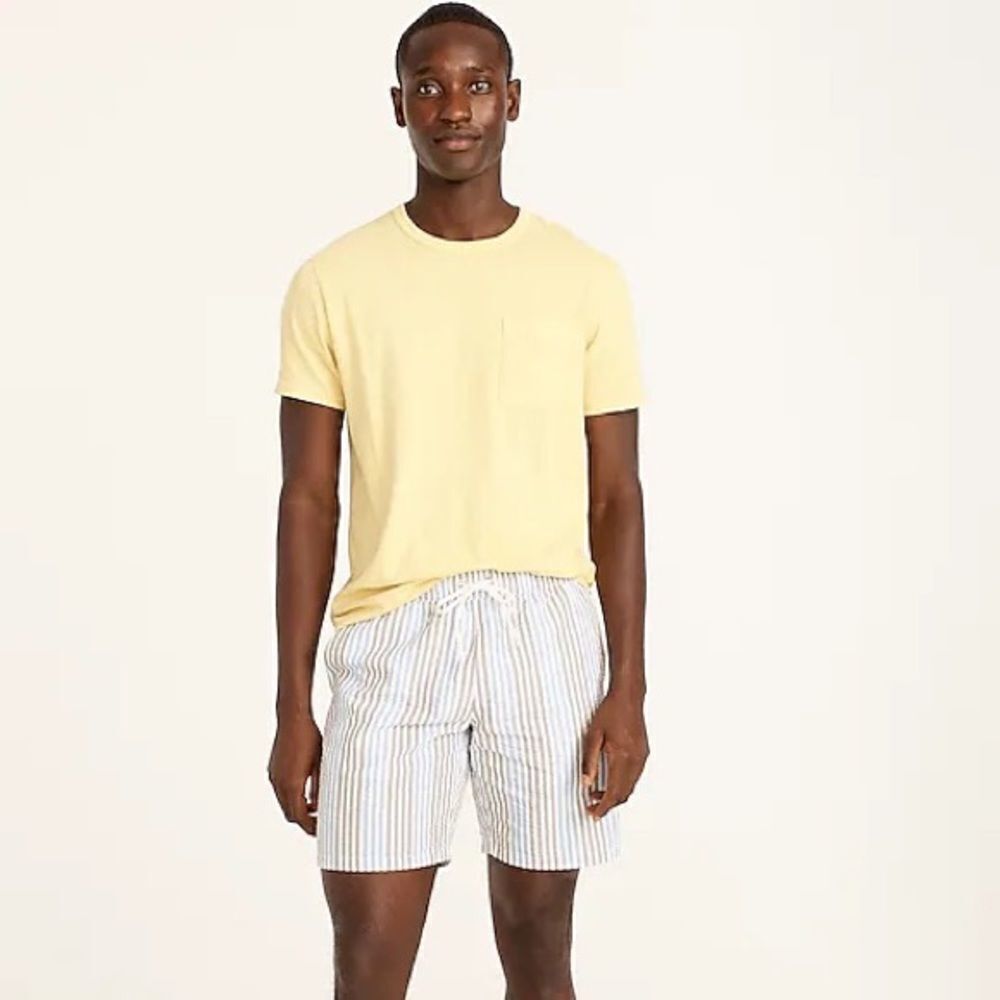 J. Crew Blue and Gray Seersucker Swim Trunks Size Small‎
